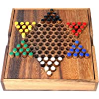 Logica Juegos Art. Damas Chinas - Juego de Mesa de Madera Preciosa - Juego de Estrategia Multijugador - Versión de Viaje